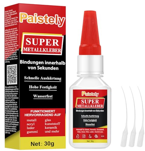 Hohe Festigkeit Metallkleber Extra Stark, Transparenter Metallkleber Hitzebeständig, Wasserdichter Aluminium Kleber, Metall Kleber Extra Stark Geeignet für Metall, Glas, Kunststoff, Keramik (30g)
