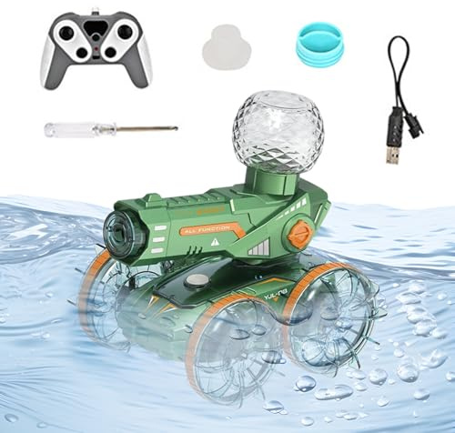 Generico Camión RC, con Luces Integradas Vehículo RC Terrestre y Acuático, Vehículo Telecontrolado con por Agua para Carreras Deportivas Al Aire Libre Escalada En Y Playa