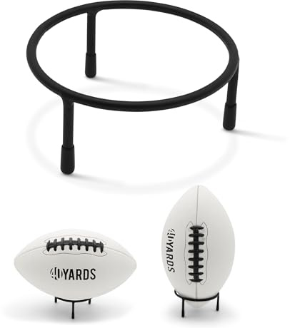 40YARDS Amerikansk fotboll stativ/bollstativ metall | 3-ben | Ø 10 cm | Mattsvart bollhållare med gummiknoppar | stabil 3-benshållare & dekoration | fotboll, basket, handboll etc.