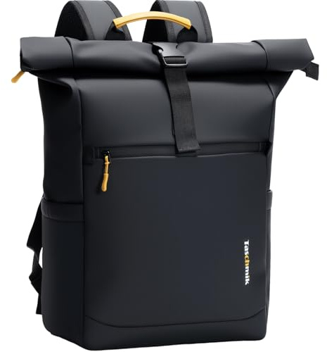 Taschmik rolltop Rucksack wasserdicht Damen & Herren wasserdichter Laptop Rucksack 17 Zoll, Schwarz