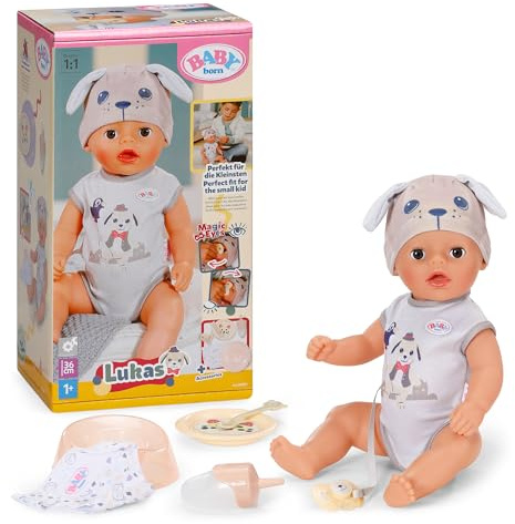 BABY born Lukas Dog 36 cm with 7 Functions | Dog romper, accessories included, works without batteries, from 1 year