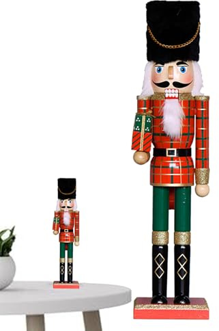 Soldat nötknäppare i trä - traditionell skulpterad figur 19,69 tum, handmålad festlig skulptur, semester konstnärlig dekoration, elegant säsongsbetonad prydnad | för dekoration