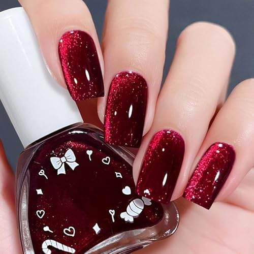 Vinrött nagellack, glänsande snabbtorkande nagelpolering, färgintensiv vinröd färglack krämig finish, långvarig och chipbeständig manikyr för gör-det-själv nagelkonst hemma, högkvalitativ färg