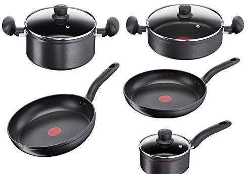 Lagostina Cucina Facile Set di Pentole Antiaderenti, 8 pz, 2 Padelle 24,28cm, Casseruola Fonda 20cm, Casseruola Fonda Manico Lungo 14cm, Tegame 24cm, 3 Coperchi 14,20,24cm