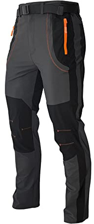 Kuseeker Mens Stretch Work Hiking Pants Quick Dry Lightweight Waterproof Outdoor Travel Climbing Fishing Pants Gray 32