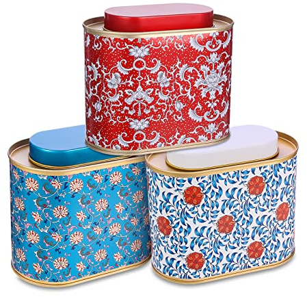 3er-Pack große Teedosen für losen Tee mit Deckel, ovale Form, 100,200 ml, Metall, versiegelt, kleine Dosen, lose Tee-Aufbewahrung, Küche, Teebeutel-Organizer, Kaffee, Kräuter-Behälter, 3 Stück