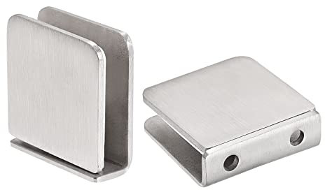 sourcing map Stainless Steel 0 Degree Square Frameless Glass Clamp, 2pcs Adjustable 8-12mm Thickness Glass Bracket Clip for Shower Door