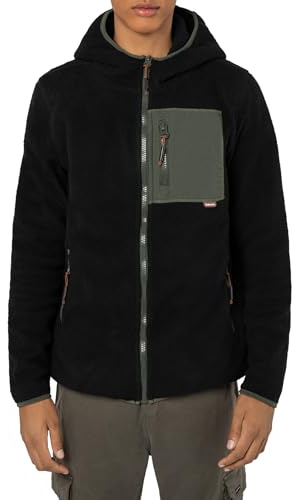 Sublevel Herren Teddy Fleecejacke mit Kapuze Black L