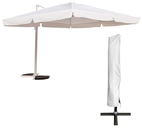 Yellowshop, Ombrellone Giardino, Decentrato, mt 3x2, Struttura in Alluminio, Antracite con Sacca di protezione, Esterno, Arredo, piscina, Terrazzo, Bianco
