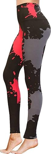 High Waisted Full Length Workout Not See Through Leggings Capri Shorts Soft Stretchy(L-XL, Splash)