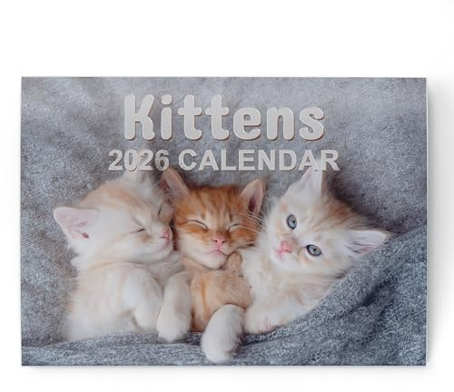 Calendar 2026 Kittens - Cute & Adorable Kitten Photos - Month to View UK Wall Planner, A3 When Open - 170gsm Silk Paper - Perfect Cat Lover Gift