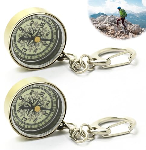 Tragbarer Vintage Kompass Schlüsselanhänger aus Zinklegierung - Wasserdichter Mini-Taschenkompass für Navigation und Outdoor Werkzeuge im Freien