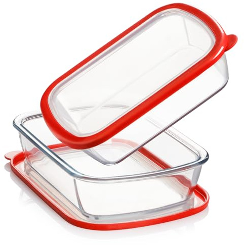 NUTRIUPS 1.3QT Small Glass Baking Dish for Single Servings, 8x5.8x2in