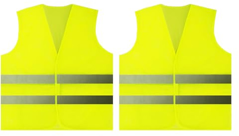 4 Pcs Hi Vis Vests, Safety Vests with 2 Reflective Strips, Reflective High Visibility Vests for Traffic Work, Outdoor Running Walking, Surveyor and Motor Bicycle Drivers
