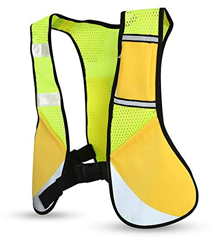 equlup Gilet Sportivo Riflettente, Gilet Sportivo Riflettente Notturno Multifunzione Gilet da Corsa Giacca da Escursionismo Gilet da Corsa Illuminato per Correre in Bicicletta Camminare
