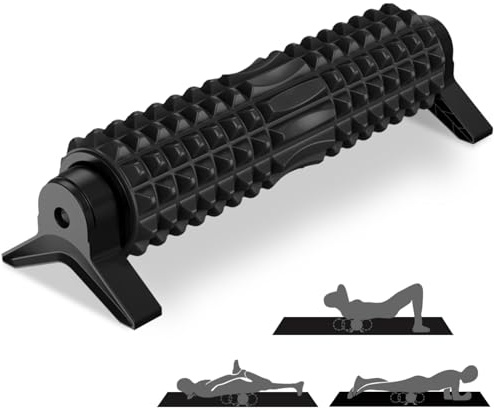 New Upgrade Trigger Point Foam Roller with Stand, Deep Tissue Back Muscle Massage Long Yoga Roller for Fitness, Gym, High Density Foam Rollers Self Massager, Muscle Recovery, Physical Therapy, Black