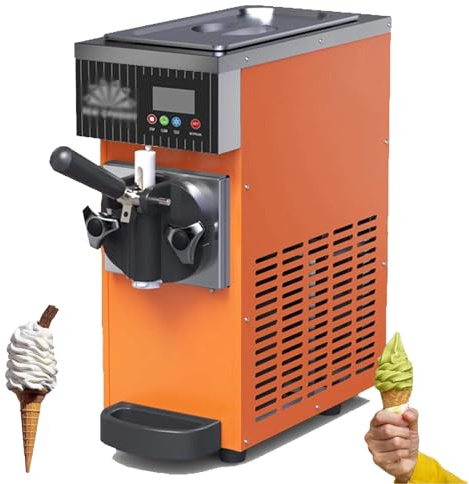 Macchina per gelato soft commerciale, macchina per gelato monogusto da 450 W, produzione 4-5 kg/h, tramoggia refrigerata da 2,5 l, pannello LCD, per ristoranti e pasticcerie(Orange)