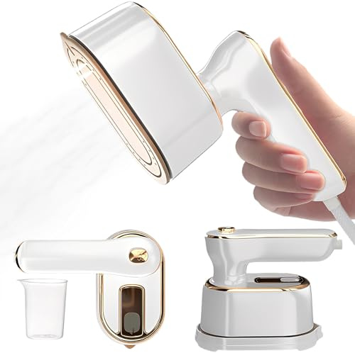 Houbobo Portable Clothes Steamer, Mini Handheld Travel Iron, Fast 20S Heat-up, 1000W Steamer Clothing with 180° Rotatable Handle, 2 In 1 Steamer Iron for Travel, Home, Office
