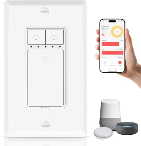 Greencycle Smart Dimmer Switch,1PK Single Pole, Needs Neutral Wire,2.4GHz WiFi Light Switch,Work with Alexa and Google Home, ETL Certified,No Hub Required,for Dimmable 150W LED CFL,600W Incandescent