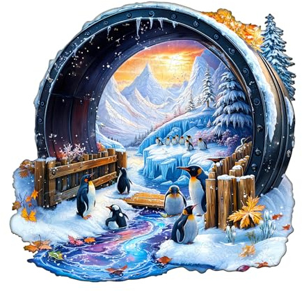 WOODBESTS Puzzle en bois pour adultes, contes de fées en hiver, puzzle irrégulier, cadeaux de Noël et d'anniversaire pour les amateurs de puzzles (34 x 33,2 cm, 270 pièces)