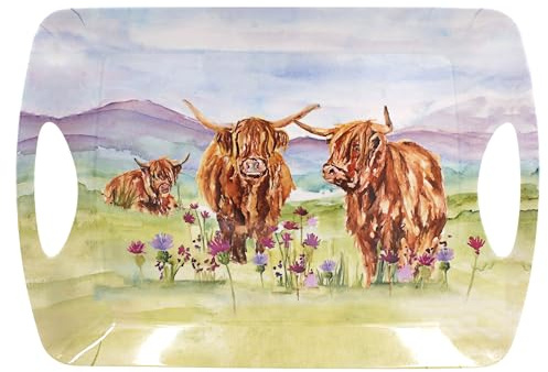 The Leonardo Collection Jennifer Rose Highland Cow Tray Large For Serving Dish | Serving Trays For Kitchen Accessories | Serving Platter For Serv Food Platters for Food Service