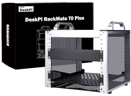 GeeekPi DeskPi RackMate T0 Plus - Armario para servidores (4U, 10 Pulgadas, 260 mm de Profundidad, con Estante y Placa ciega, para NAS, AV y Redes (Plata)