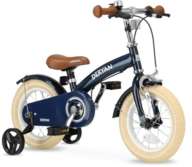 Deryan Bicicletta di lusso per bambini 12 pollici | 3 in 1 Bici senza pedali | Bicicletta con sella e manubrio regolabili | Bicicletta per bambini per ragazzi e ragazze | Blu