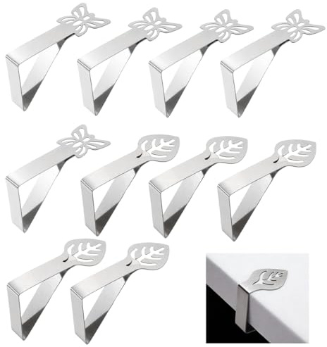 VEOIRXU 10 Piezas Pinzas Para Manteles Pinzas Para Mantel Sujeta Manteles Pinzas Mantel Mesa Exterior Mesa Exterior Terraza Para Fiestas Pesadas Bodas Restaurantes Acampadas (Hojas + Mariposas)