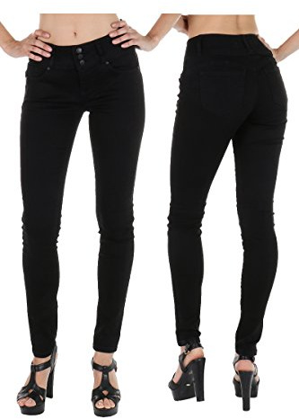 wax jean Collection Women's Stretchy Denim Lifted High Waist Push-Up Jeans (0, Black)