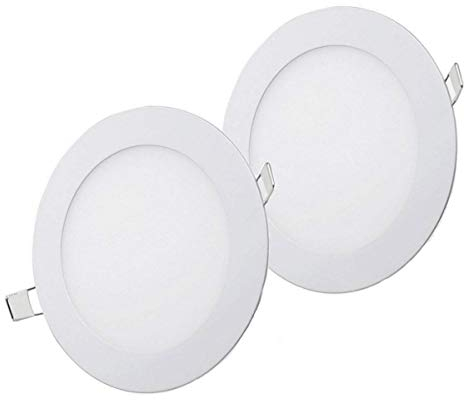 NRGLEVER Paquet à 2 Pièces Plafond spot Encastré LED 9W, Ultraminces rond Diamètre 145mm, Blanc Froid 6500K, Lampe Panneau de Plafond, Inclut les Transformateurs