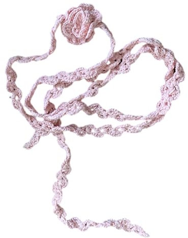 YiQinzcxg Trendy Häkeln Rose Halshalskette Stilvolle Handgefertigte Rosenblumen Halskette Für Den Alltag Und Formellen Verschleiß