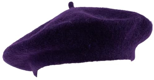 Hat To Socks Basco Francese in Misto Lana – Basco Classico Unisex Stile Artista Militare in Colori Tinta Unita (Viola)