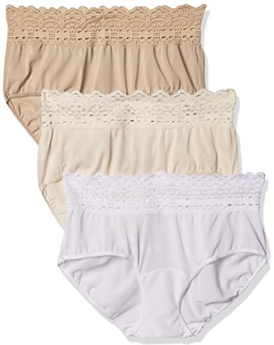 Olga womens Secret Hugs 3 Pack Panty Hipster Panties, French Toast/Pale Blush/White, Medium US