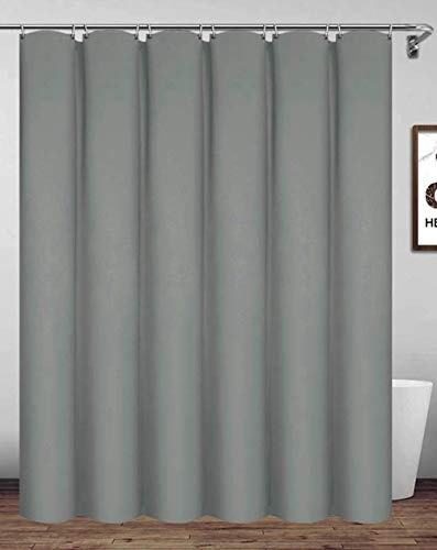 Homehold Cortina de ducha con ganchos, 240 x 200 cm, extra larga, de poliéster, impermeable, color gris
