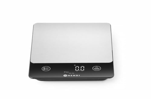 HENDI Digitale Küchenwaage, Haushaltwaage, Hochpräzisions, für max 10kg, Präzision auf bis zu 1gr, mit eingebautem Digital-Display, 160x210x(H)19mm, ABS, Edelstahl