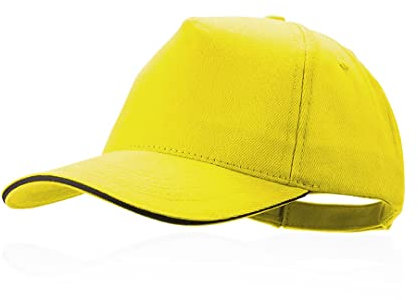 MIBANDERA 5-Panel-Kappe aus 100 % gekämmter Baumwolle, mit farbigem Sandwich-Polsterung, bestickte Belüftungslöcher und verstellbarer Verschluss, Herren-Kappe, Damen-Mützen., gelb, 56 cm