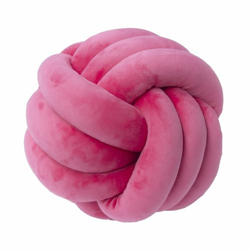 RZYW Cuscino Nodo, Cuscino Annodato, Cuscino Annodato Rotondo per Divano, Nodo Cuscino Decorativo, Cuscino Peluche, Morbido, Cuscino Divano,Rose Red,D 28cm