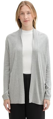 TOM TAILOR Damen 1042975 Basic Cardigan Strickjacke, 21373-Medium Silver Grey Melange, S