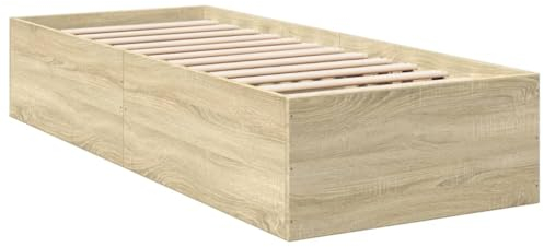 vidaXL Bettgestell, Bett Einzelbett für Schlafzimmer, Bettrahmen mit Lattenrost, Schlafzimmerbett Modernes Design, Sonoma-Eiche 90x190cm Holzwerkstoff