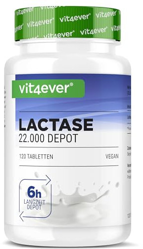 Laktase 22.000 Depot - 120 Tabletten mit Depotwirkung (Sepismart® Slow Release) - Hochdosiert mit 22.000 FCC-Einheiten - Bei Laktoseintoleranz + Milchunverträglichkeit - Ohne unerwünschte Zusatzstoffe