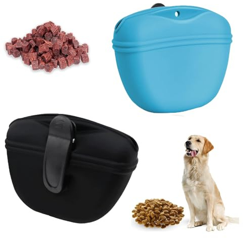 QXCFTW 2-Pack Silicone Dog Treat Pouch - Silicone Treat Pouch, Dog Training Treat Pouch, Portable Pet Training Treat Bag for Outdoor Walking and Reward Storage