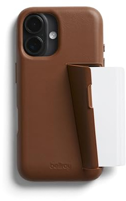 Bellroy Phone Case – 3 Card für iPhone 16 Plus (Leder-iPhone-Hülle, Handy-Geldbörse) -Sienna