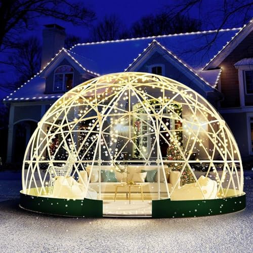 UERBNI Igloo a Cupola da Giardino, 12 * 7,2 Piedi, Tende a Cupola, Serra geodetica migliorata, Serra a Bolle da Giardino Resistente alle intemperie