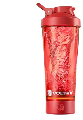 VOLTRX VortexBoost Electric Shaker Bottle, USB C Rechargeable Protein Shake Mixer, Shaker Cups for Protein Shakes and Meal Replacement Shakes, BPA-Free, Made with Tritan,Red