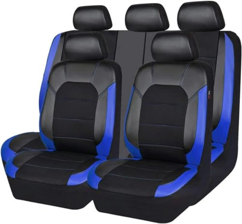 JROONR Bilsätesöverdrag med universell passform för Volvo V50, S40, Xc90, Xc40, C30, S80, Xc40, Xc60, C70, V70, S80L, V40, V60, V90, S90, S80, PU-läder och polyesternät, kuddskydd