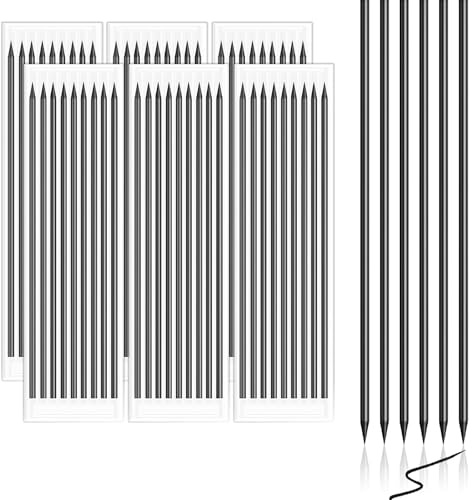 Jyvex Lot de 54 mines de crayon de 2,8 mm pour crayon de charpentier, mines de rechange étanches Pica Dry, marqueur solide à trou profond (noir)