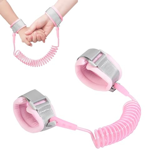 XYTAHDM 2.5M Correa Antiperdida de Niños,Arnés de Seguridad para Bebe, Correa de Muñeca Antipérdida para Niño Ajustable,Cordón Elástico para Actividades al Aire Libre, Rosa