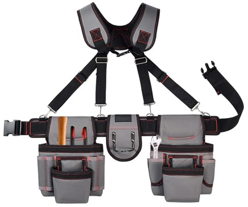 Ceinture à outils - Polyester, ceinture à outils réglable en nylon Conception de suspension | Bellt de travail robuste avec des sangles renforcées | Sous-suspenseurs de charpente idéale pour la constr