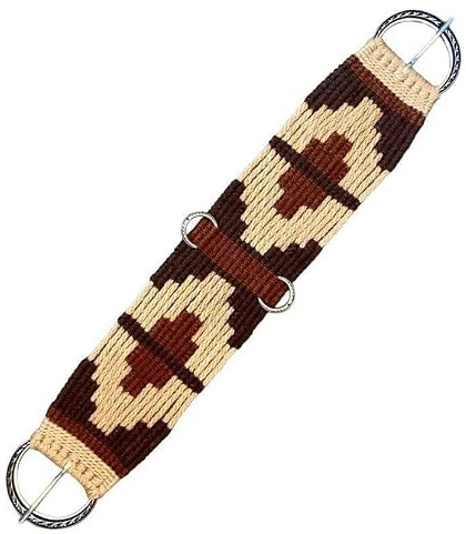 Cheval’s Western Mohair Wool Horse Cinch, Saddle Cinch with Stainless Steel Buckles, Breathable & Durable Equestrian Tack for Trail Riding, Barrel Racing, Rodeo Gear, Roping- Beige & Brown, 32