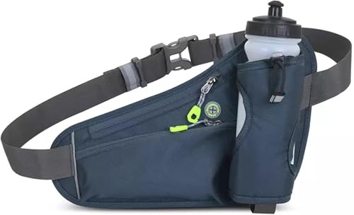 SIUSYACI Cinturón de hidratación para correr para hombres y mujeres, correa ajustable, adecuado para senderismo, correr, caminar, trotar, acampar (botella no incluida), Gris oscuro, En movimiento
